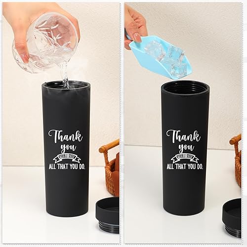 Miniatura 5 de Rtteri 10 vasos delgados de plástico de 16 onzas con tapa y popote para el trabajo de Acción de Gracias, compañeros de trabajo, personal y profesor