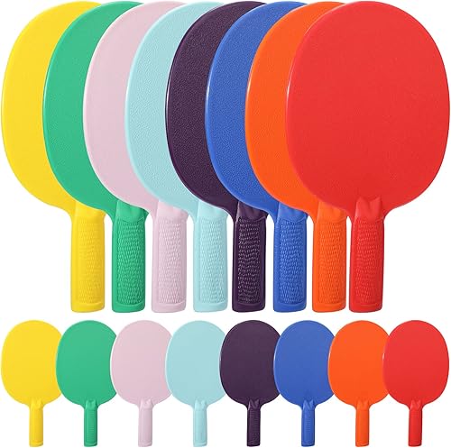 Junkin 16 Pcs Bulk Plastic Table Tennis Paddle Set Multi Color Sports Table Tennis Rackets Paddles Portable Equipment Accessories for Indoor Outdoor