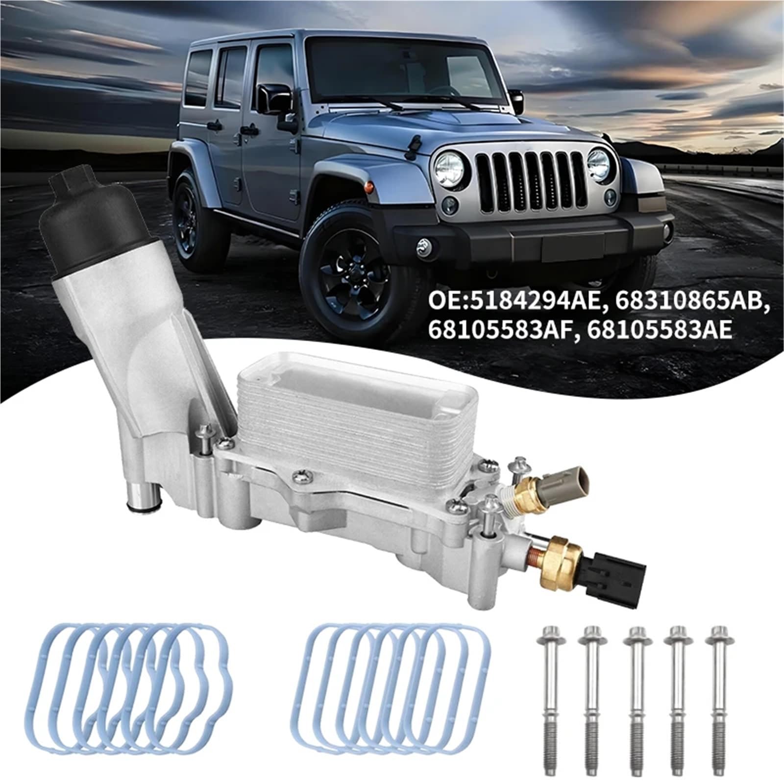 68105583AF Alloggiamento del filtro dell'olio motore in alluminio, adatto per Jeep, adatto per Grand, adatto per Cherokee, adatto per Dodge(Style 1)