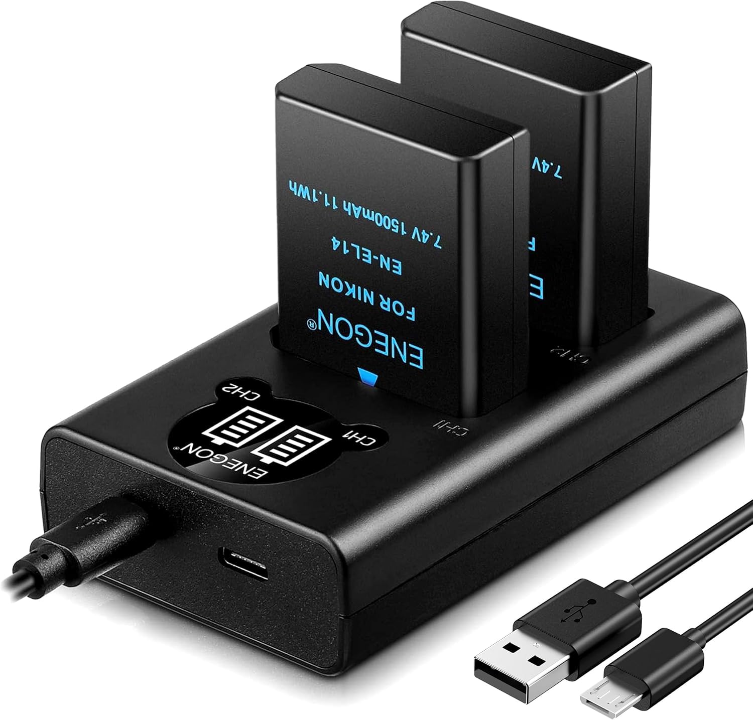 ENEGON EN-EL14 EN-EL14a 互換バッテリー（2個）とスマート…