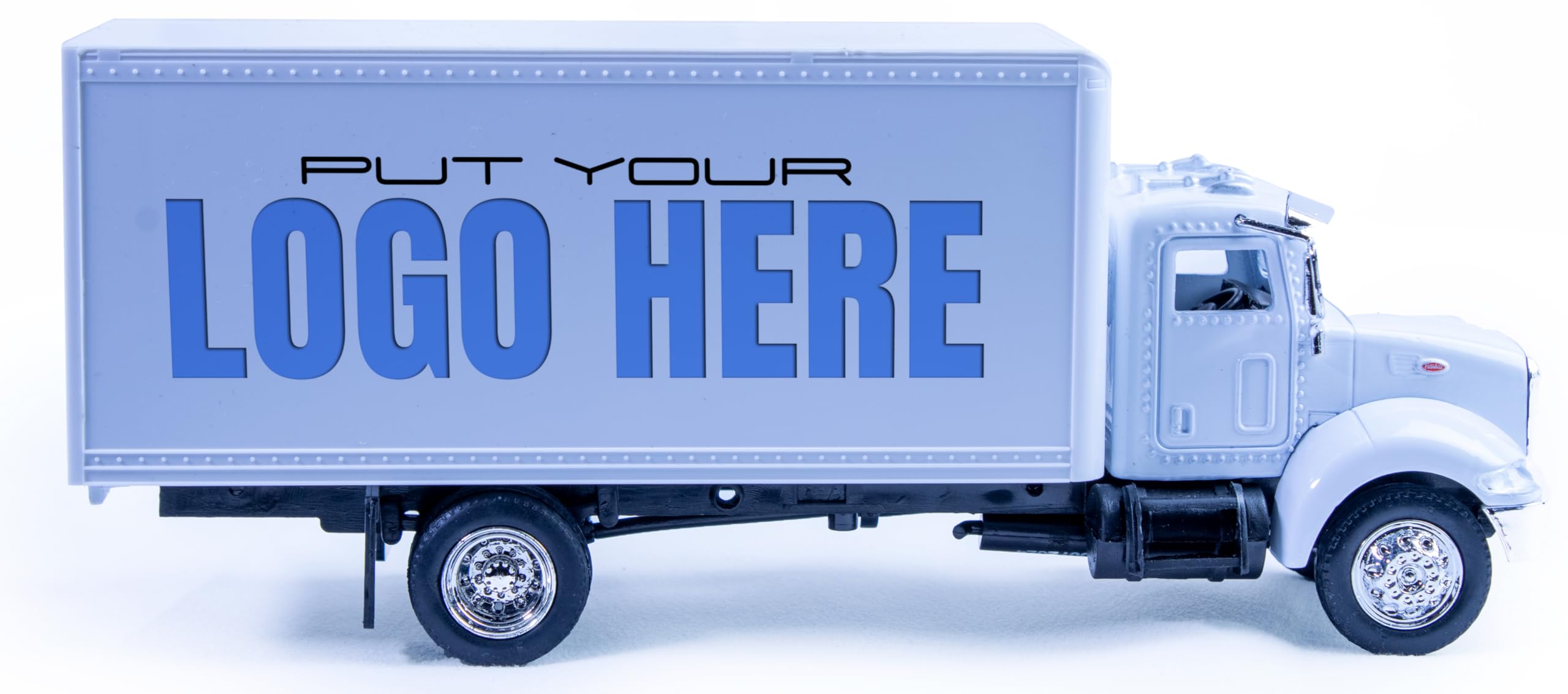 Shop72 Diecast Toy Truck with Trailer, White Box Truck Peterbilt 335, 1:43 Scale, Customize This Toy for Promotional Item