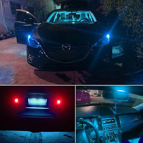 Miniatura 6 de PHINLION Bombilla LED 194 168 azul hielo superbrillante 2825 W5W T10 cuña 6-SMD 3030 chipsets LED bombillas de repuesto para interior de automóvil,