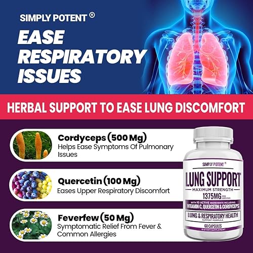 Miniatura 3 de Suplemento de apoyo pulmonar para limpieza y desintoxicación pulmonar, fórmula integral - Quercetina con ortiga bromelina vitamina C K2 y 500 mg