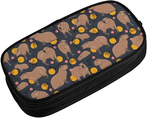 YETTA YANG Capybara Doodle Botanical Circle Wildlife - Estuche para lápices para bolígrafos, suministros de oficina, gran capacidad, grande