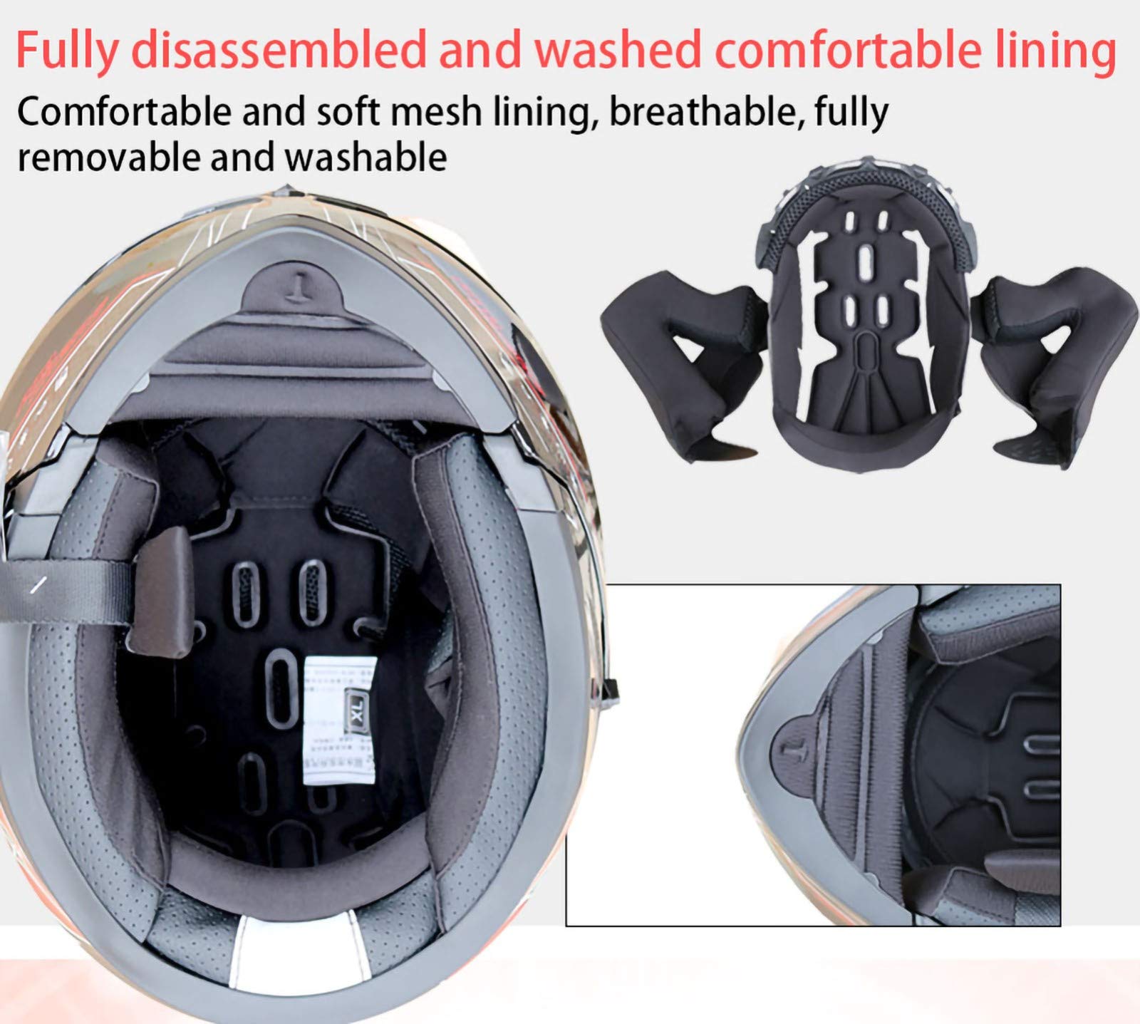 Casco Bluetooth Moto Integrato, Casco Certificato DOT Casco Modulare con Doppio Visiera Parasole Integrale Sistema di Comunicazione Interfono Integrato Radio FM Mp3 Integrato O,XL 61-62CM