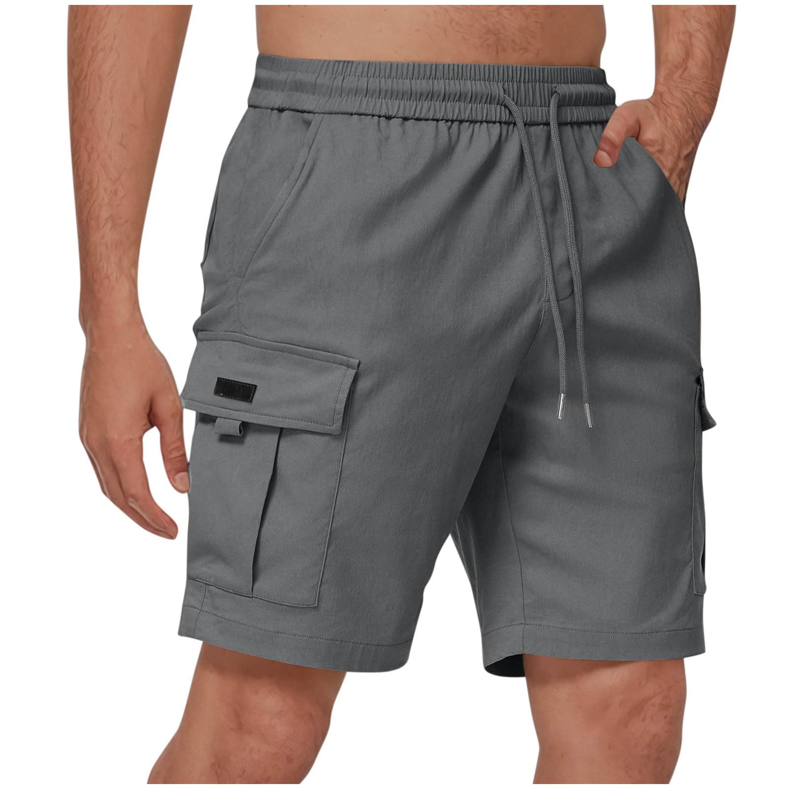 Cargo Shorts Herren Sommer Kurze Hosen Baggy Kurz Arbeitshose Herrenshorts mit Kordelzug Taschen Freizeitshorts Elastische Taille Cargoshorts Chino Shorts Männer Outdoorshorts Dunkelgrau M