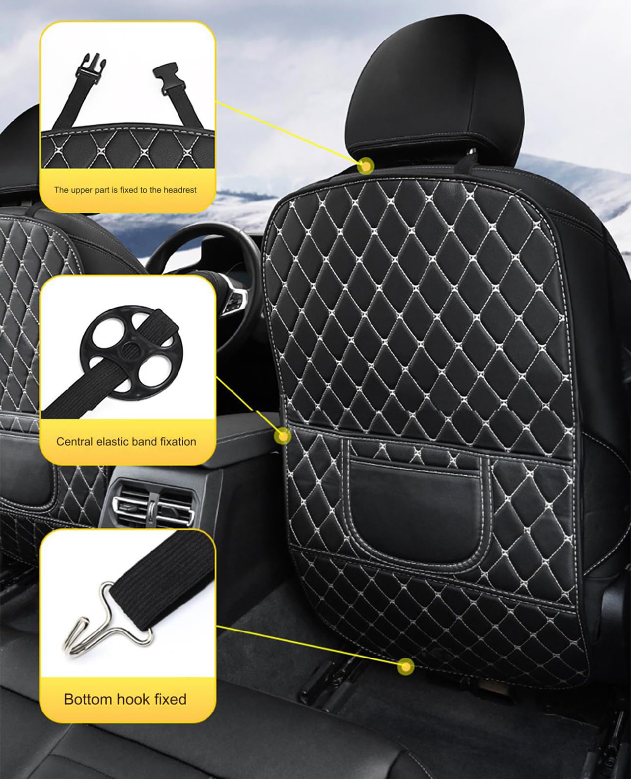 2 Piezas Protector Respaldo Asiento Coche para Seat Leon Ⅳ Sportstourer (Estate) 2020 2021 2022, Almohadillas Antipatadas de Asiento de Coche con Organizador,L-Pink