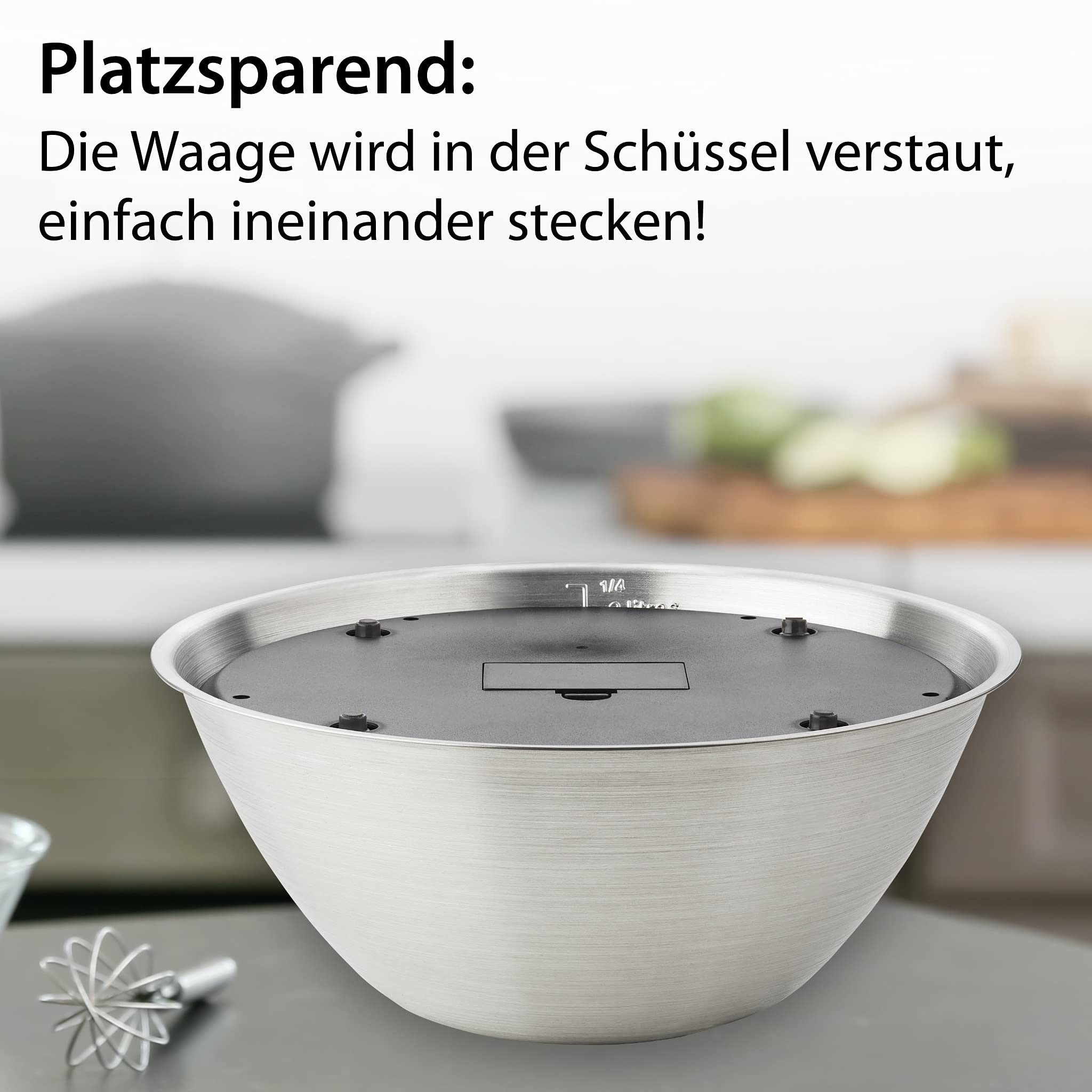 ADE Digitale Küchenwaage mit Schüssel KE1702 Hanna. Elektronische Schüsselwaage mit Schüssel aus Edelstahl (spülmaschinengeeignet) zum präzisen Wiegen bis 5 kg. Farbe: silber
