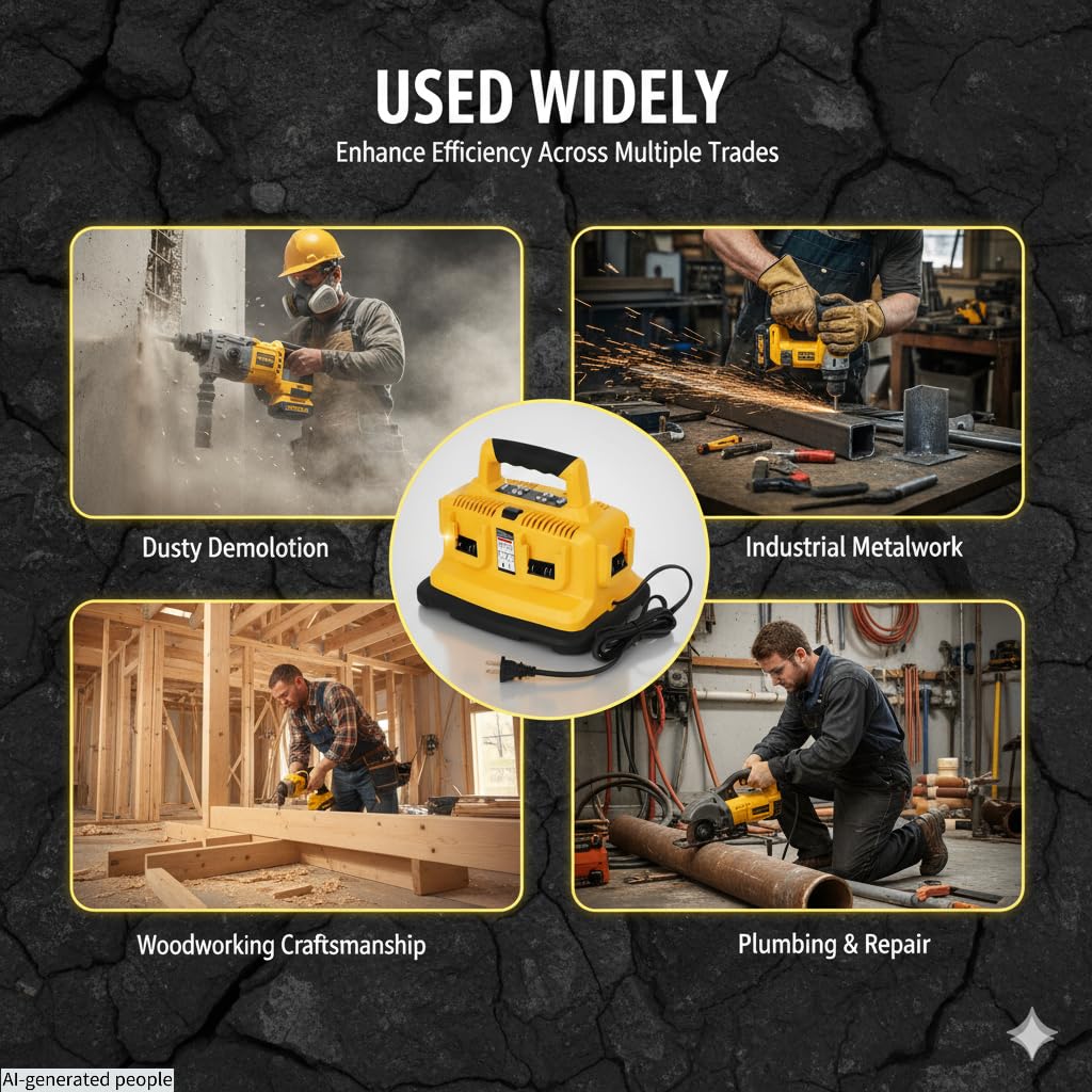 Repuesto de 6 puertos para estación de carga Dewalt de 20 V y 60 V, cargador de batería múltiple Dewalt, carga simultánea para baterías NULTIPLES, compatible con baterías Flexvlot de 20 V/60 V DCB200