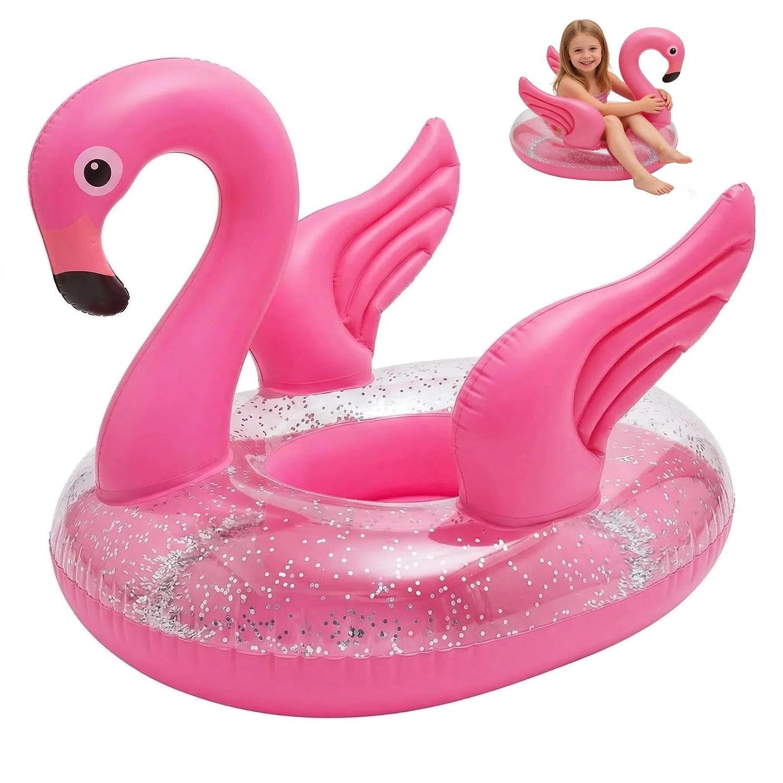 Baby Inflatable Seat Boat, Flamingo Baby Swimming Floats,Toddler Pool Floats,Kids Inflatable Float Raft with Handle,Bathtub Toys Pool Accessories for Kids Toddlers