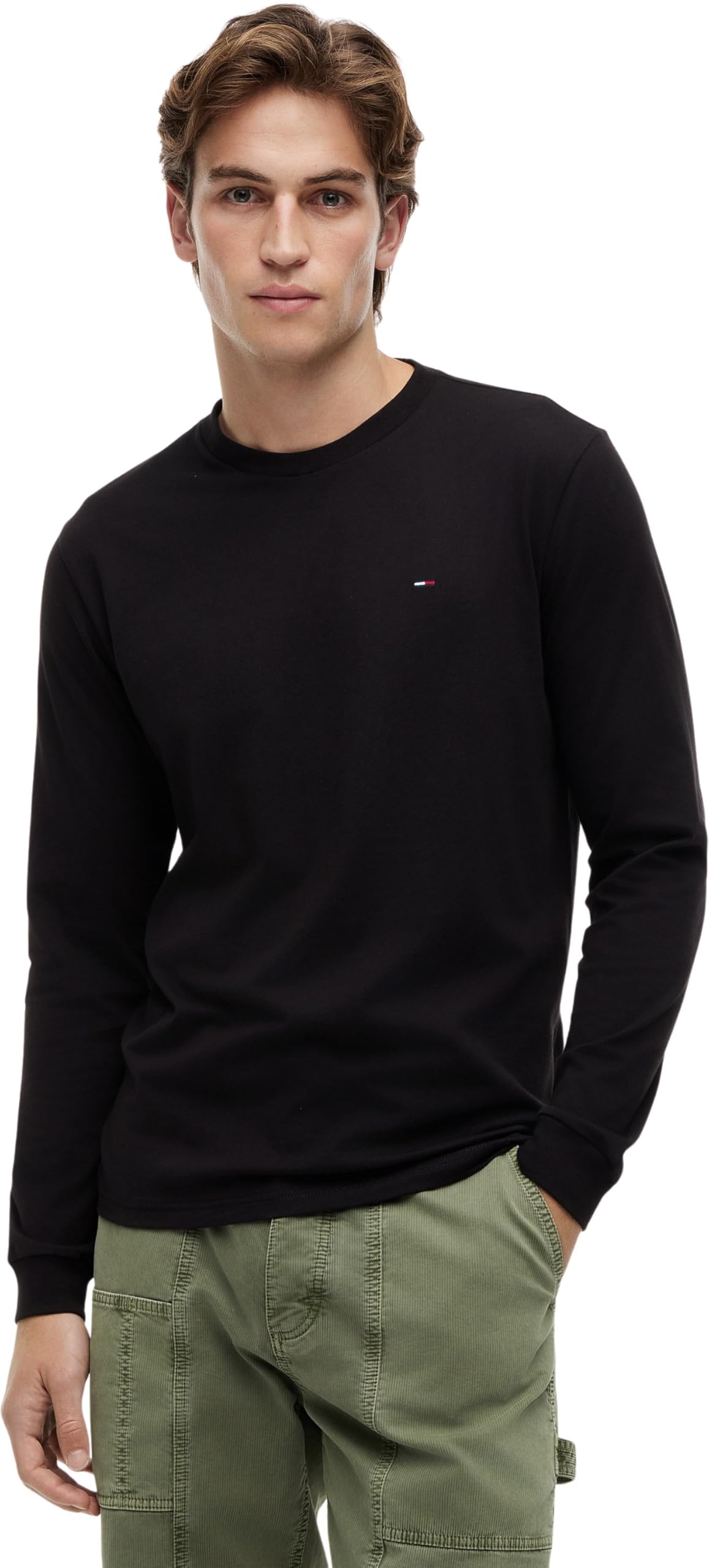 Tommy Jeans Uomo Magliette Maniche Lunghe Confezione da 2 Slim con Scollo Rotondo