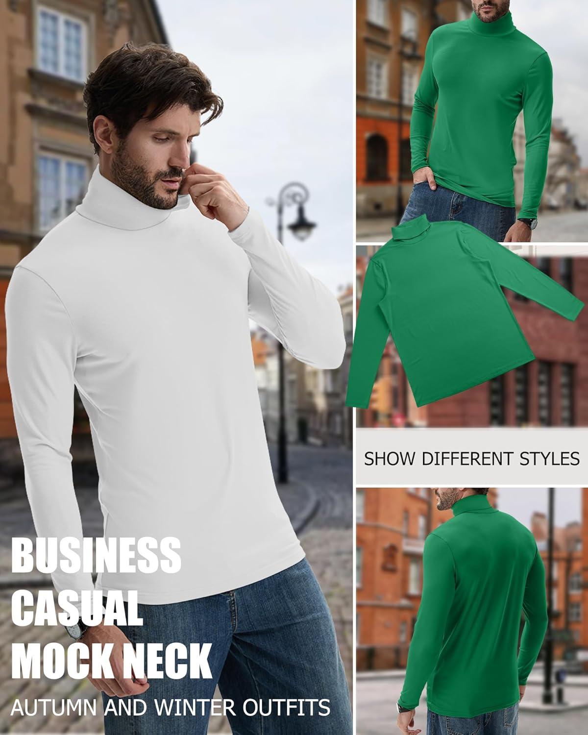 7 Pack Men's Turtleneck Tops, Long Sleeve Basic Pullover Sweaters Casual Slim Fit Lightweight Tees - Image 5