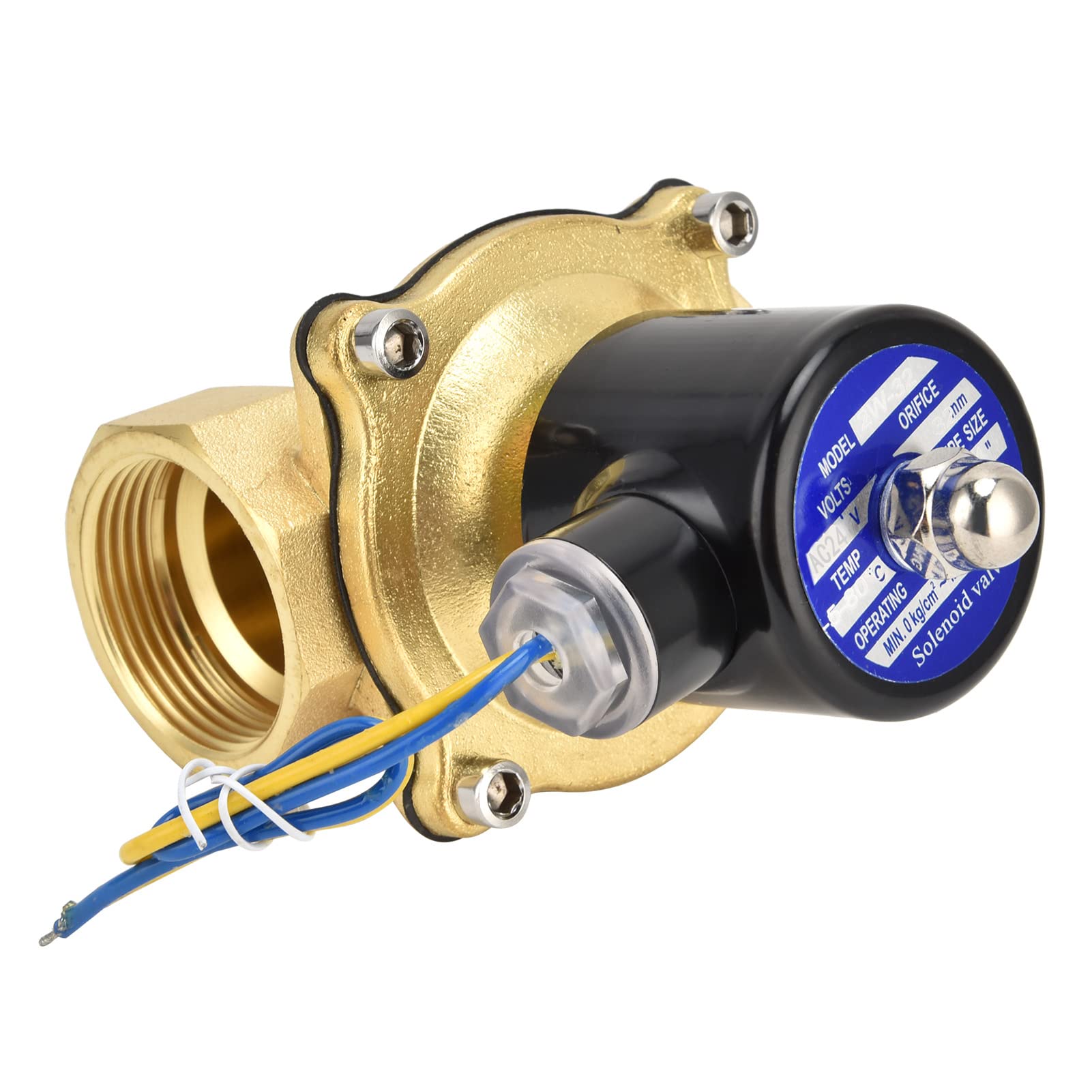 Cocoarm Magnetventil, Messing, Elektrisches Magnetventil 1-1 4 Zoll, Normalerweise Geschlossen, 32 Mm Direktantriebsmembran für Wasser, Luft, Öl, 14 Bis 176 Fahrenheit, Einfache Installation (AC24V)