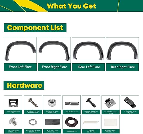 Miniatura 9 de YHTAUTO Juego de 4 guardabarros de estilo original de fábrica con kit de accesorios de repuesto para Chevrolet Silverado 1500 2019-2023, protector