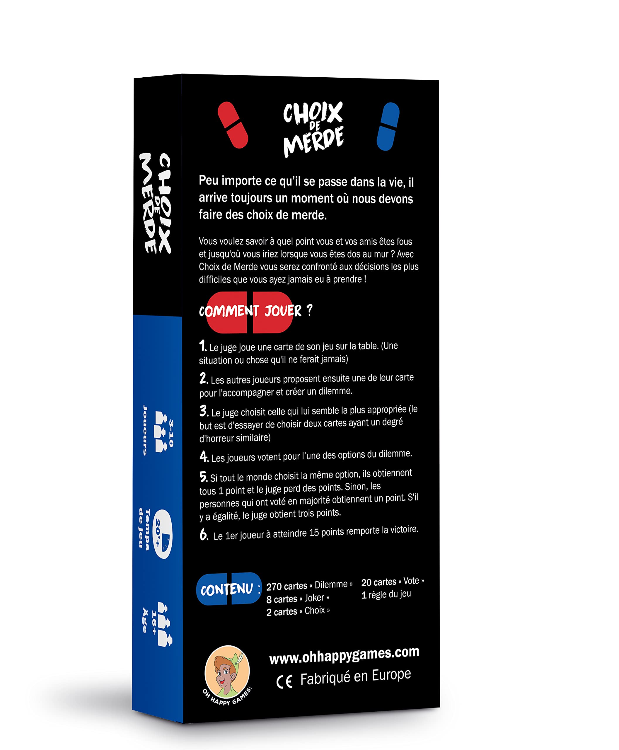 Oh Happy Games Choix de M*rde – Le “Tu Préfères” Version Extrême – Dilemmes Impossibles & Humour Noir – Jeu de Société Adulte – Soirées Entre Amis – Jeu d’Ambiance Cultissime | Des dilemmes absurdes et gênants à trancher entre potes – 300 cartes, parties