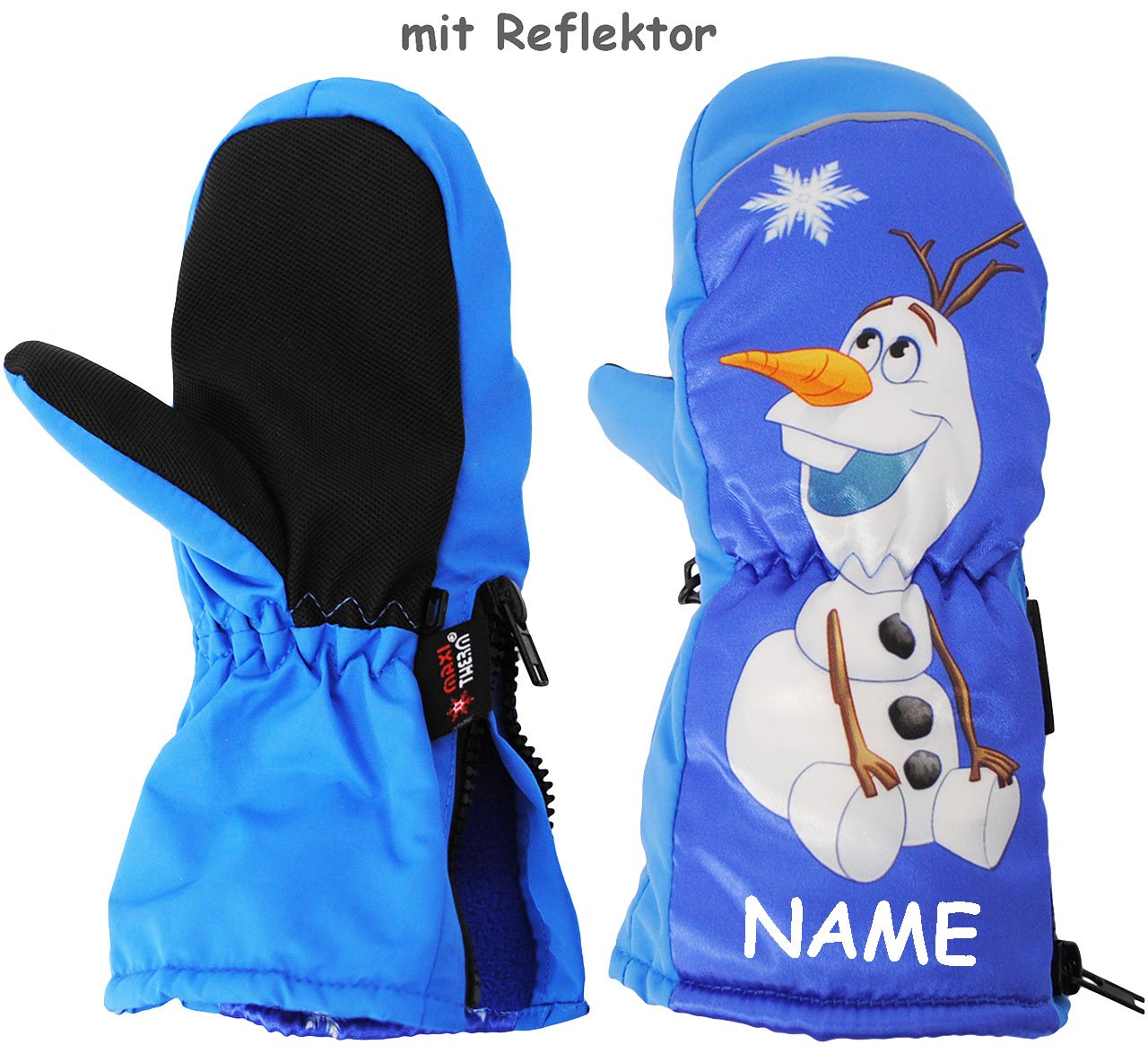alles-meine.de GmbH Fausthandschuhe - mit Reißverschluß & langem Schaft - Gr. 5 bis 6 Jahre - Frozen - die Eiskönigin - Schneemann Olaf - LEICHT anzuziehen ! mit Daumen