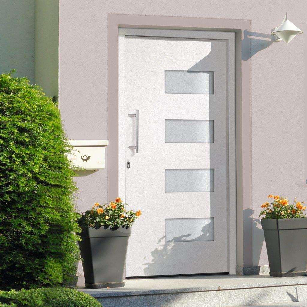 Drzwi wejściowe aluminium PCW białe 110 x 210 cm