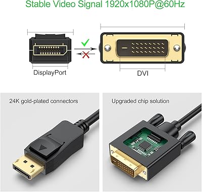 HDMI To Cavo DisplayPort A VGA 1,8m H17 Placcato Oro 1080p - Adattatore Per Monitor E Proiettori Cavo Video Pc Monitor - Foto 2