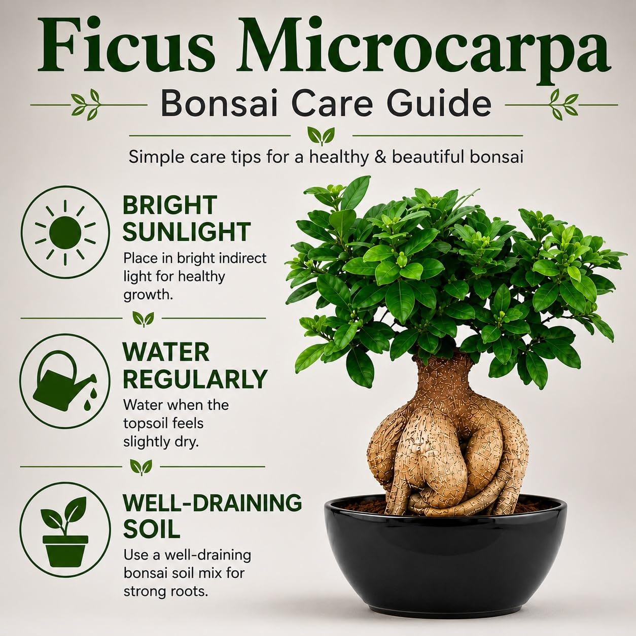 Ficus Microcarpa Bonsai - Live Air Purifying Plant -4 Ficus Microcarpa Bonsai - Live Air Purifying Plant -4
