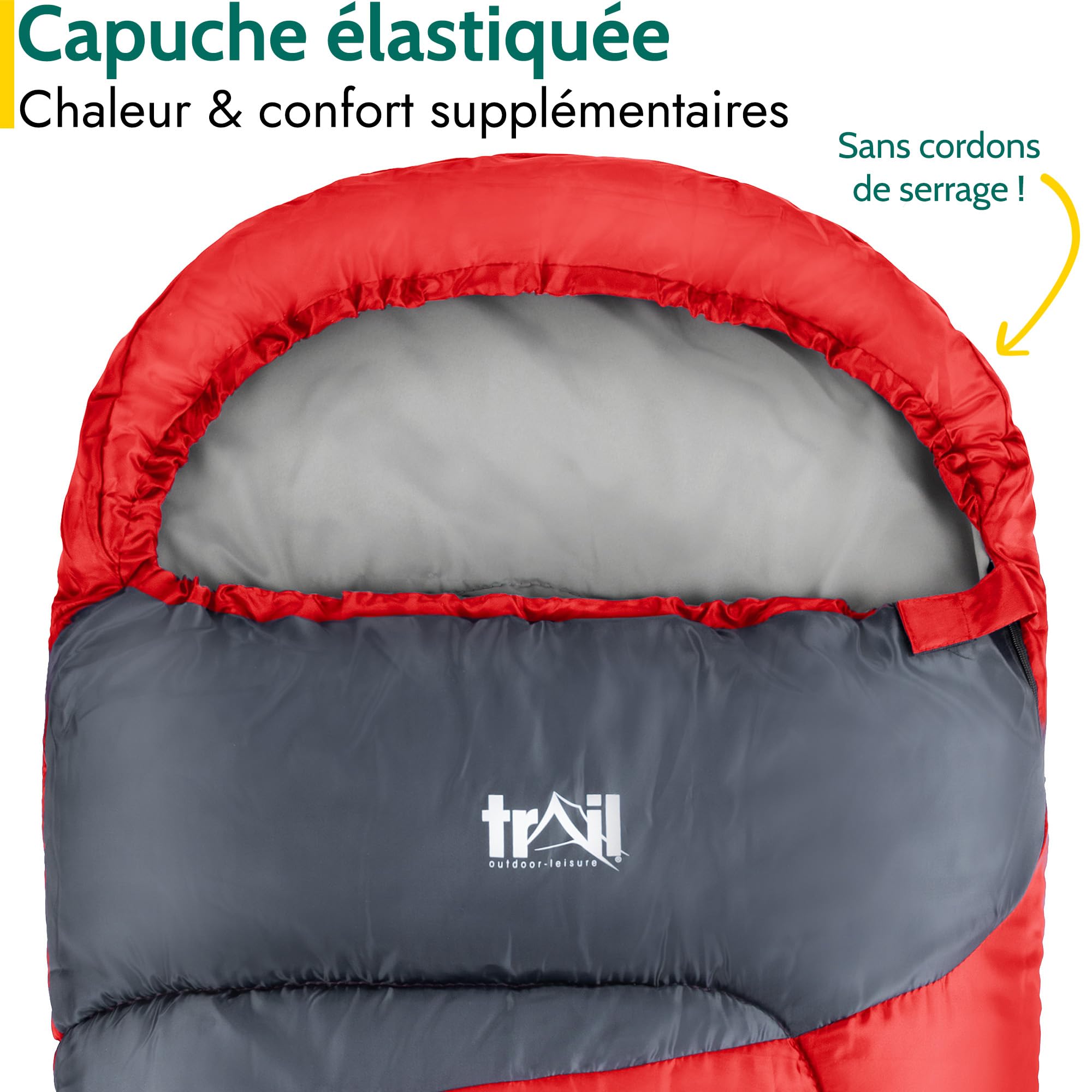 Trail Sac de Couchage Momie Enfant – Sac Couchage Enfant de Camping, Fille ou Garçon, 300 GSM pour 3 Saisons – Duvet Enfant avec Sac à Dos Léger