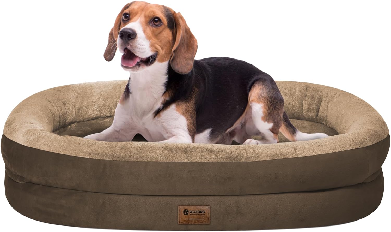 Orthopedic Waterproof Large Dog Bed: Memory Foam Washable Dog Bed with Bolsters - Removable Orthopedic Cover for Medium L XL Large Sized Pet - Non-Slip Bottom - Coffee Large (36"L x 27"W x 7"Th) Coffee