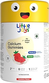 Little Joys Calcium & Vitamin D Gummies for Kids (2+ years) With No Sugar Added | For Stronger Bones, Joints, Teeth & Immu...
