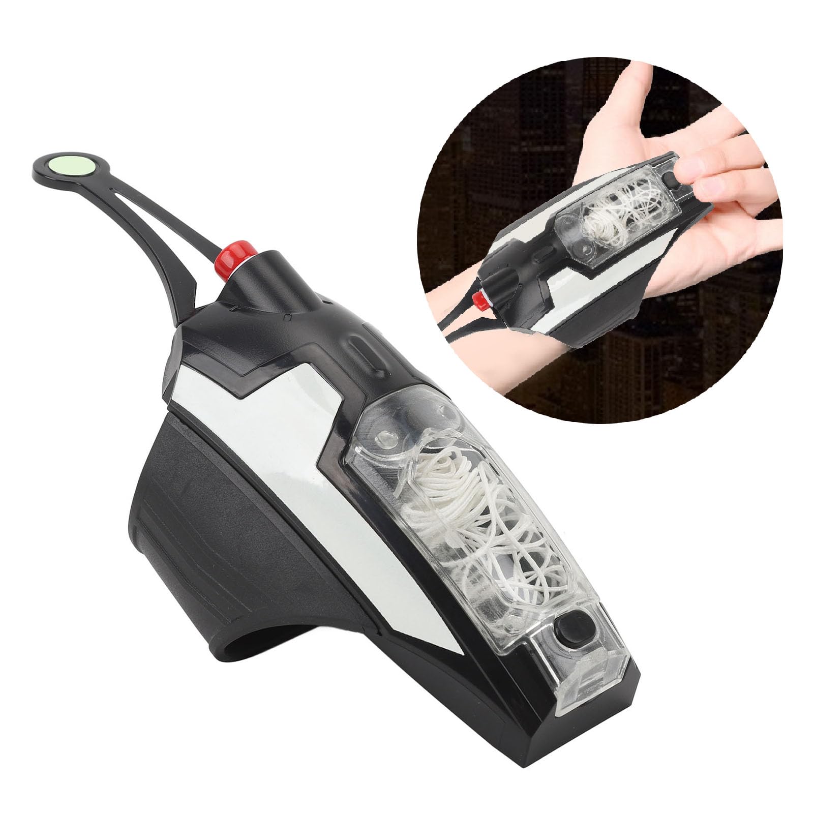 AUNMAS Spider Silk Launcher, Giocattolo Sputa Corde Luminoso con Distanza di 2,5 M, Testa Magnetica e Ventosa per Bambini