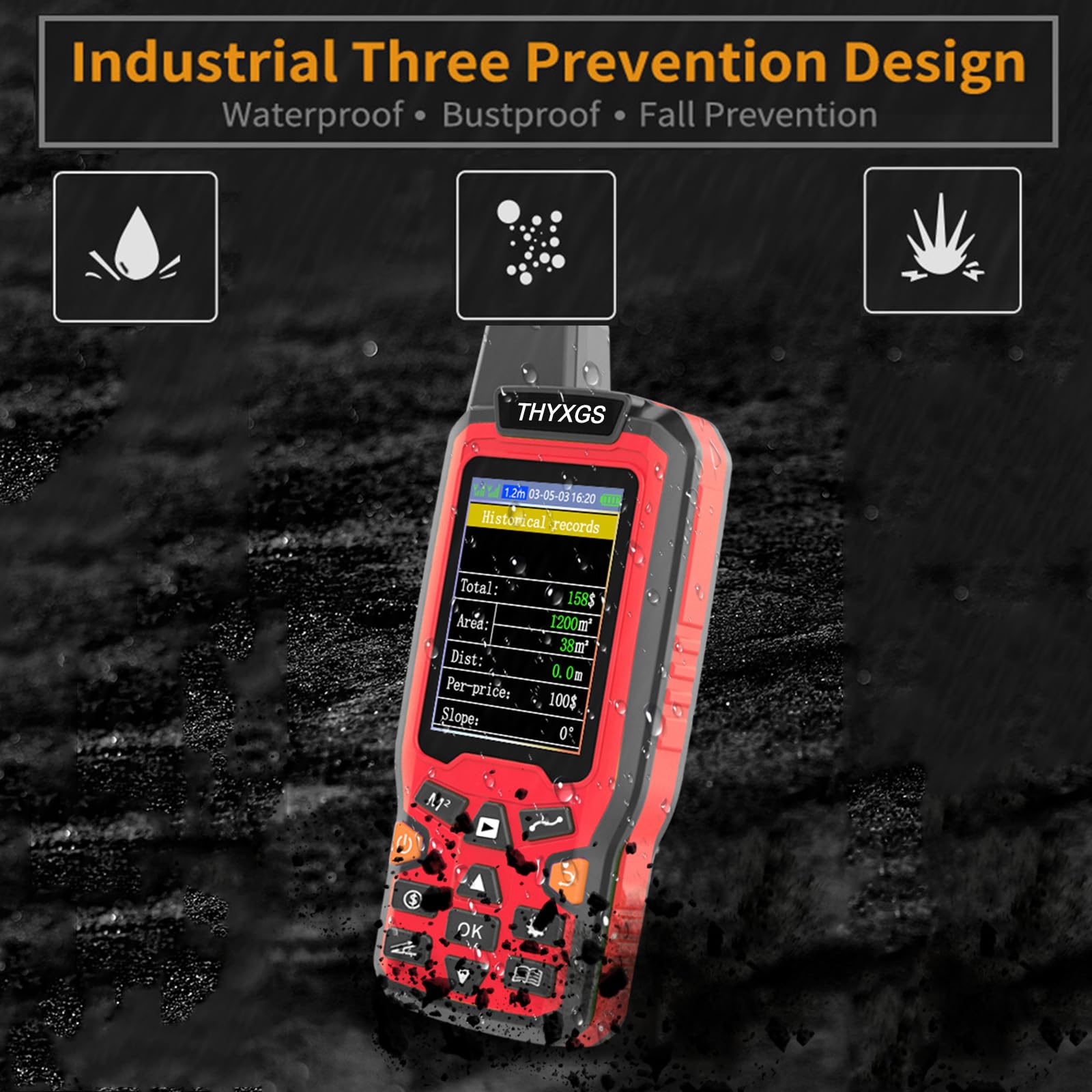 Mapeador GPS Portátil De 2.4", Instrumento De Medición De Terrenos, con Vehículo para Pendientes Y Modo De Fijación Manual, Visualización En Tiempo Real De Área/Longitud/Acres, para Ranchos