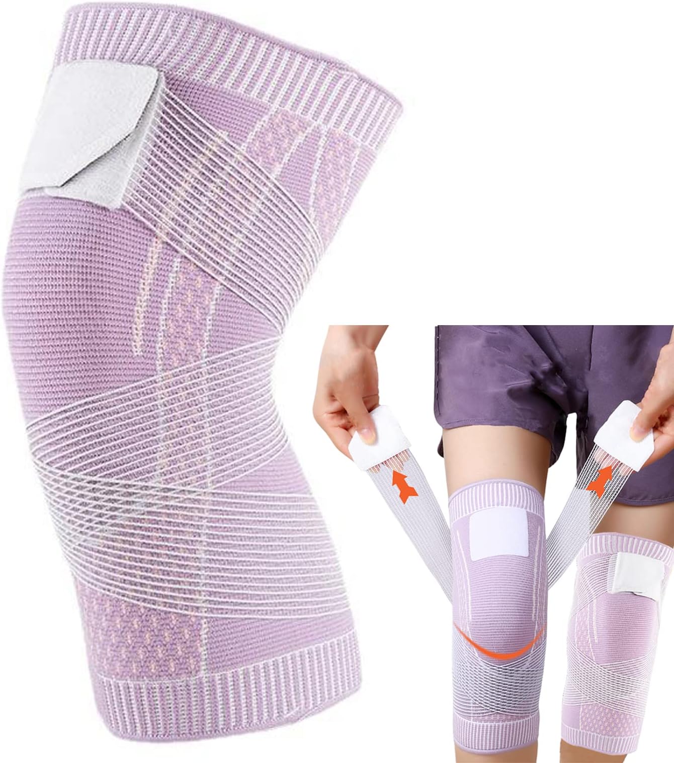 Knee Support Brace, Knee Support For Women Knee Compression Sleeve Support Forarthritis Pain Relief, Joint Pain, Weight Lifting, Ligament Injury, Meniscus Tear Running, Squats, Sports(L, Single, Pink)