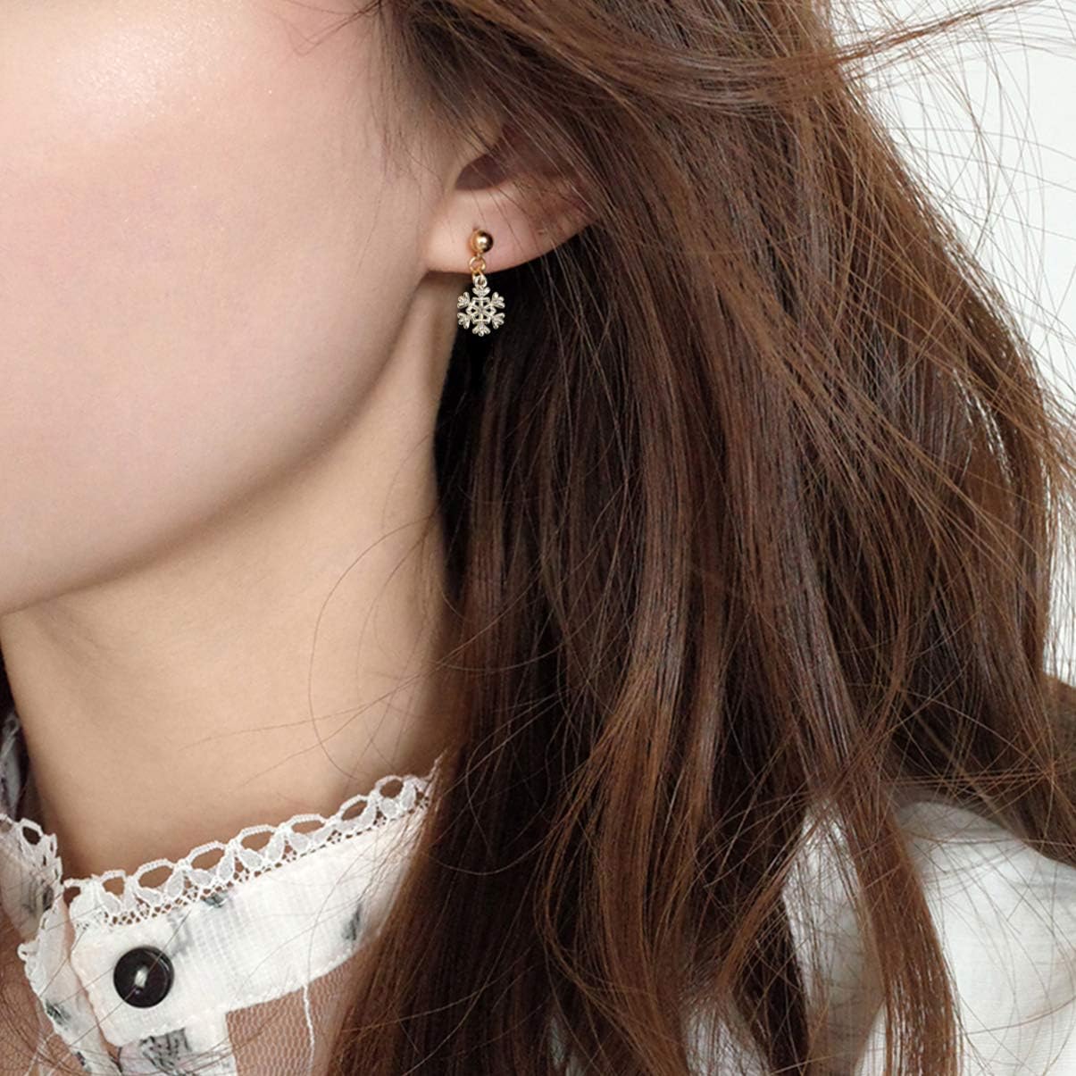 Amosfun 10 Pcs Rhinestone Christmas Snowflake Charm Pendants for DIY Necklace Bracelet Jewelry Making Charm Supply