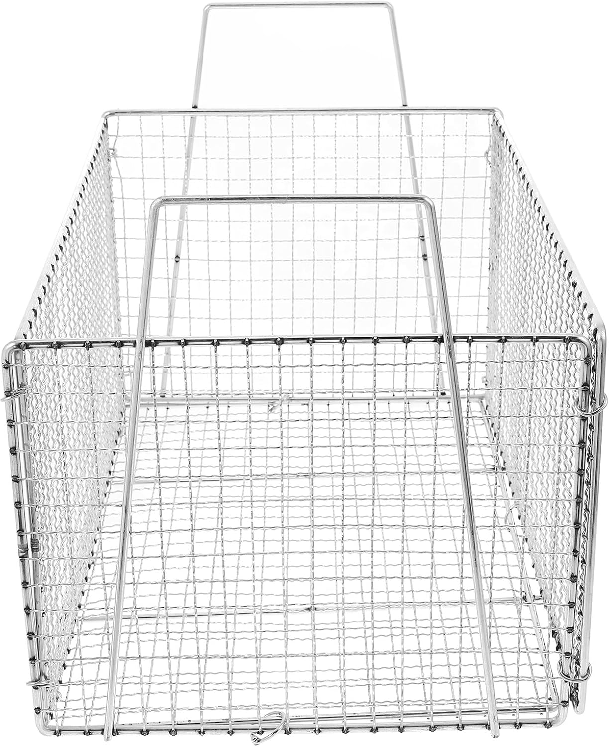 SECFOU Foldable Stainless Steel Frying Basket Oil Draining Strainer Basket Small Size Kitchen Gadget for Washing Vegetables and Deep Frying Food