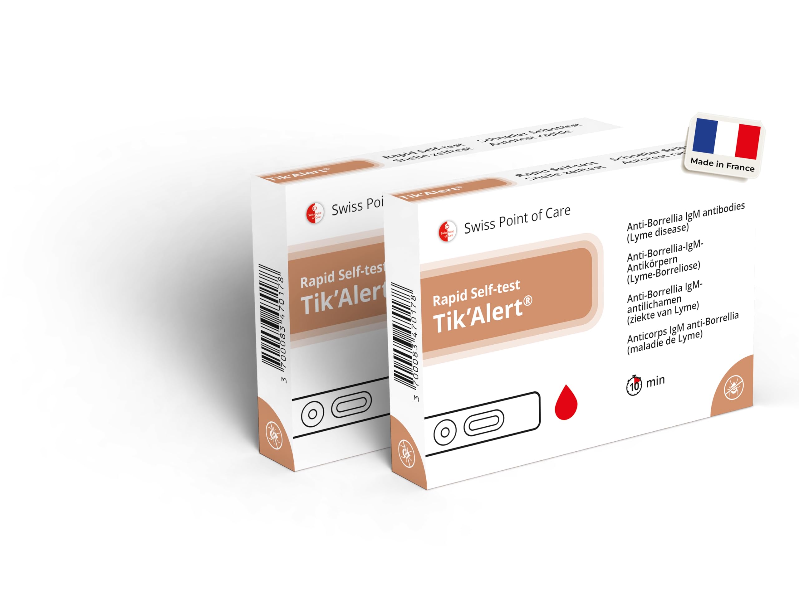 Tik'Alert - Prueba rápida de garrapatas, 2 unidades, autoprueba para la detección temprana de la enfermedad de Lyme de picaduras de garrapatas infectadas, autoprueba para el hogar