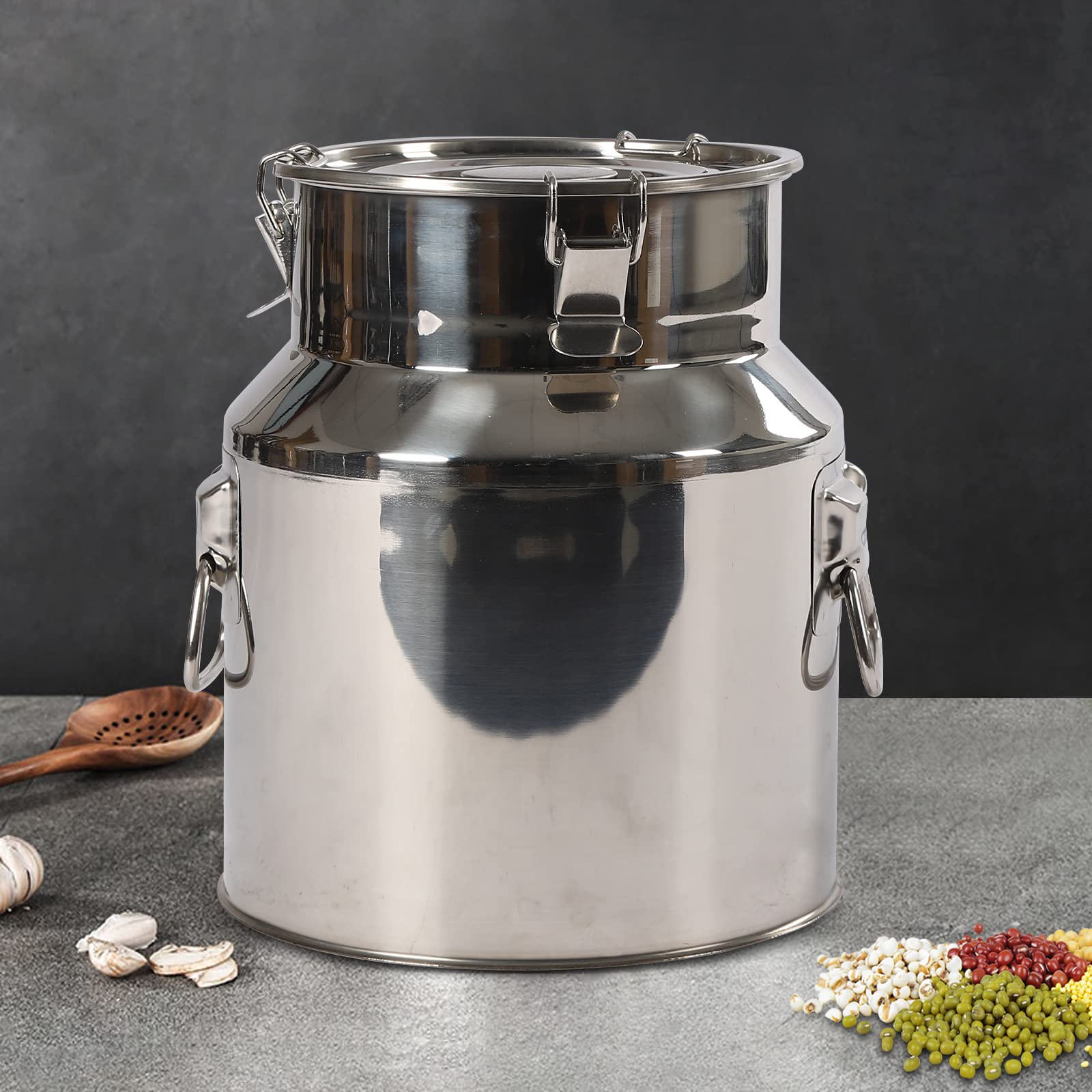 Jarra de leche de acero inoxidable 201, hermética, con 1 bolsa de transporte de vino, cubo de leche, jarra de té, bidón de té, multifuncional, con junta de silicona, resistente (14 L)