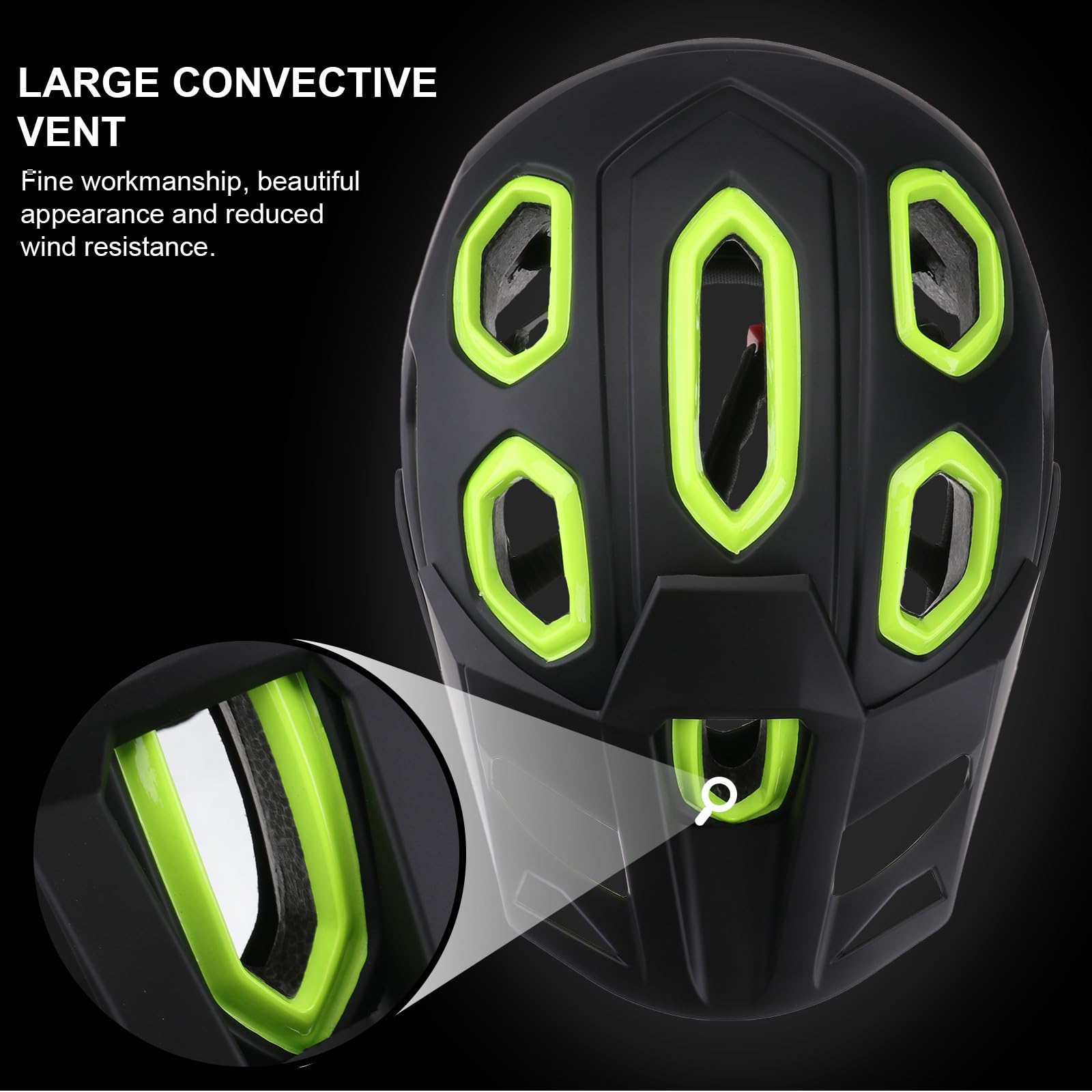 Housoutil Casco Vento Regolabile Nero al Riduce Resistenza e Bicicletta Casco Mtb in PC da Uomo Donna Ciclismo All'aperto Weekend