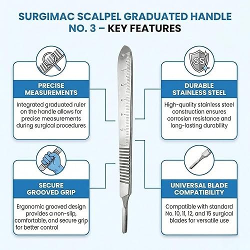 Miniatura 3 de Instrumentos quirúrgicos dentales del acero inoxidable de la manija No. 3 del bisturí graduados