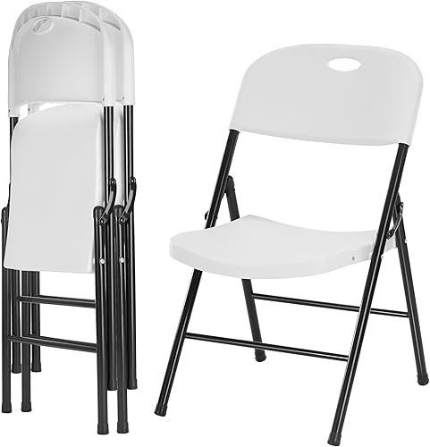 Amazing for less Silla plegable de plástico resistente, paquete de 2, sillas plegables de capacidad de 450 libras para interiores y exteriores,