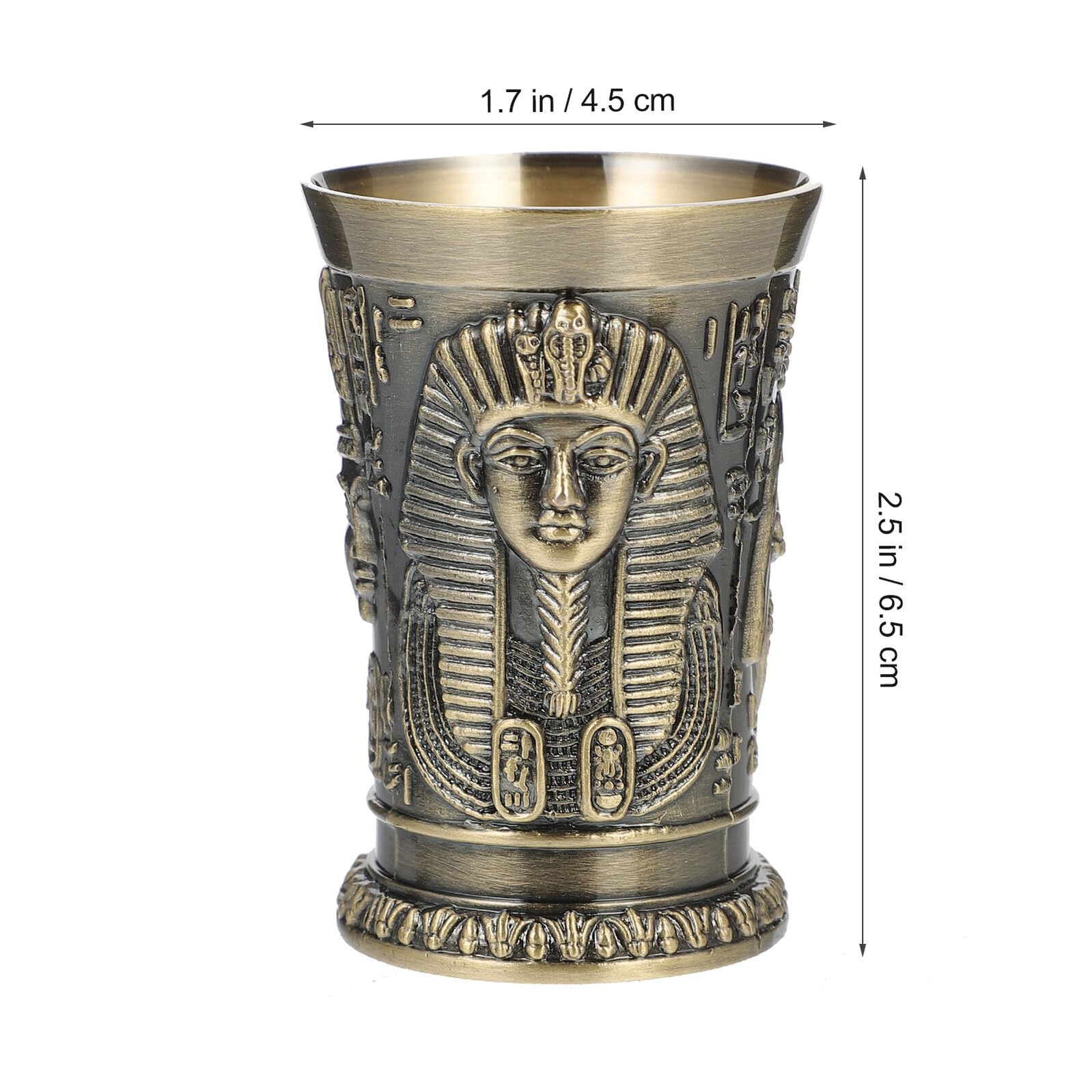 SHINEOFI 3 pièces Verres à Shot Vintage Égyptien Métal Coupe Rétro pour Whisky et Cocktail Design Totem Antique Pharaon Verre à Boire Résistant pour Fêtes et Dégustations