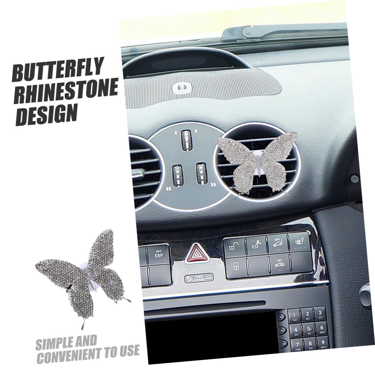 ULTECHNOVO 5St Auto Aroma therapie clip autolufterfrischer automatischer Auto Duftspender Auto für Fahrzeug Autoluftduft Autoclip Auto-Steckdosen-Clips Strasssteine Weiß