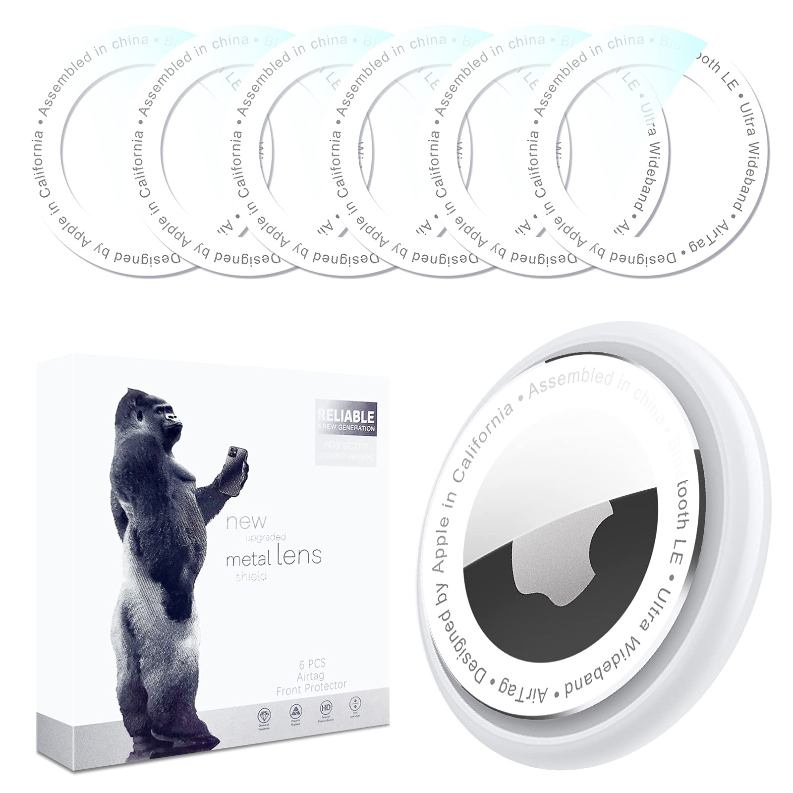 [6 PCS] BREAKIX Protective Cover Screen Protector Compatible with Airtag 2021, [Easy Installation] Anti-fingerprint Anti-Scratch Waterproof HD Clear No-bubble Case Friendly for Airtags