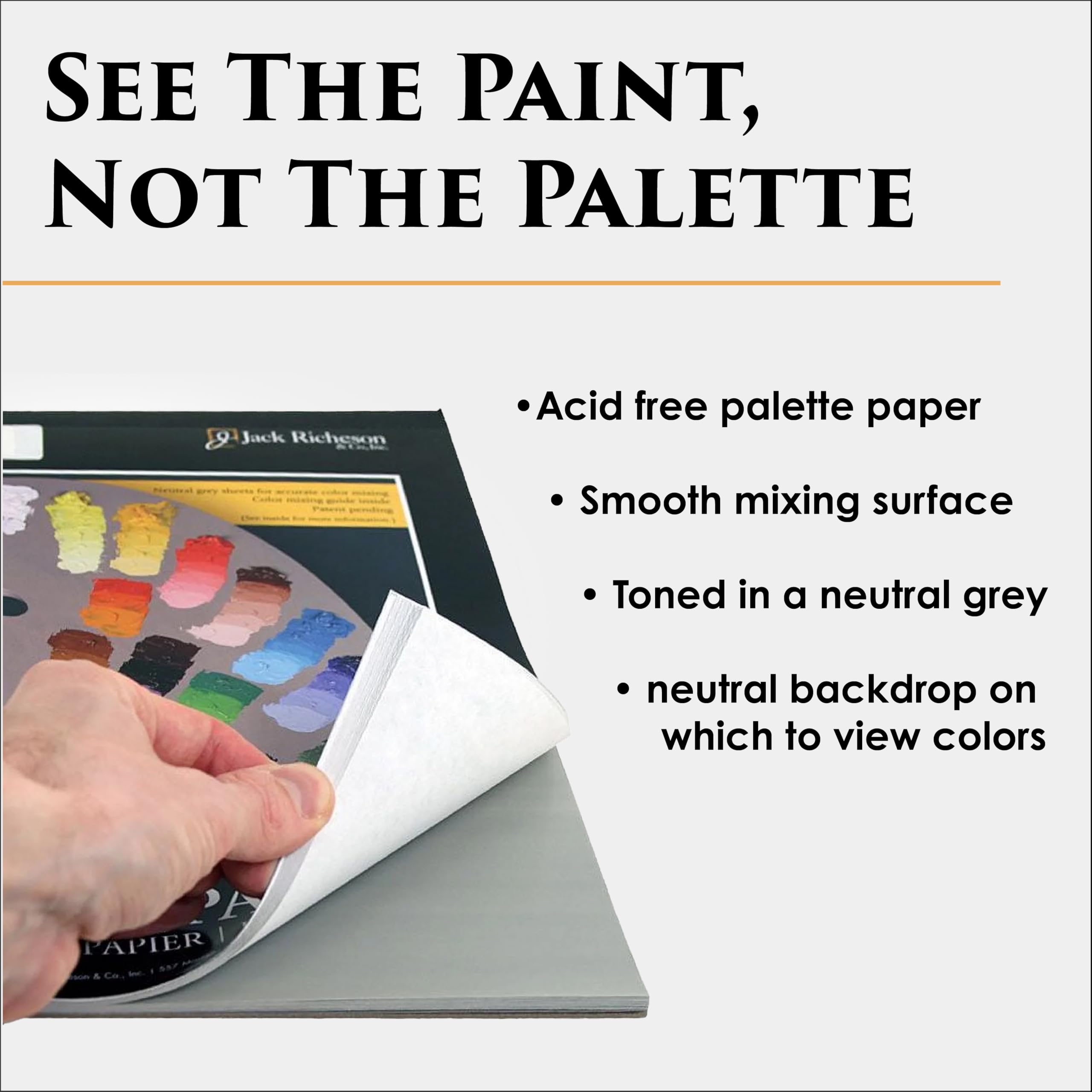 Jack Richeson Grey Matters - Paleta de papel desechable de 9 x 12 pulgadas, paquete de 2, incluye 2 cuchillos de paleta