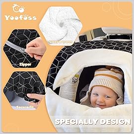 Yoofoss Baby Car Seat Cover Winter Carseat Canopies Cover to Protect Baby from Cold Wind, Super Warm Plush Fleece Baby Carrier Cover for Infant Boys Girls (Black)