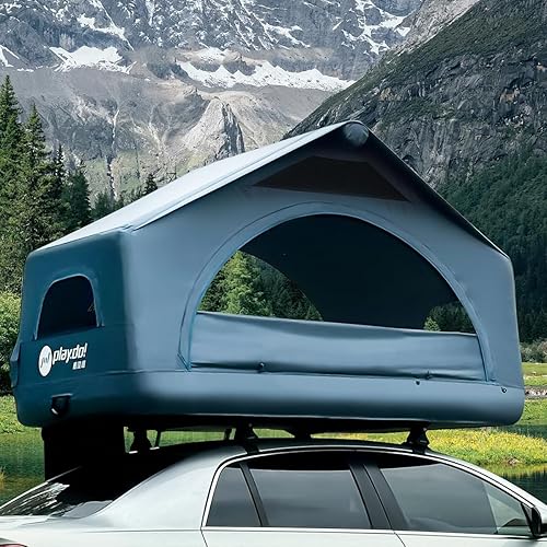 WINTENT Inflatable Rooftop Tents for Camping Easy Setup Tent for Top of Car Roof Tent Pickup Truck SUV Tents Blow Up with Strip Light, Ladder, Thick Mattress