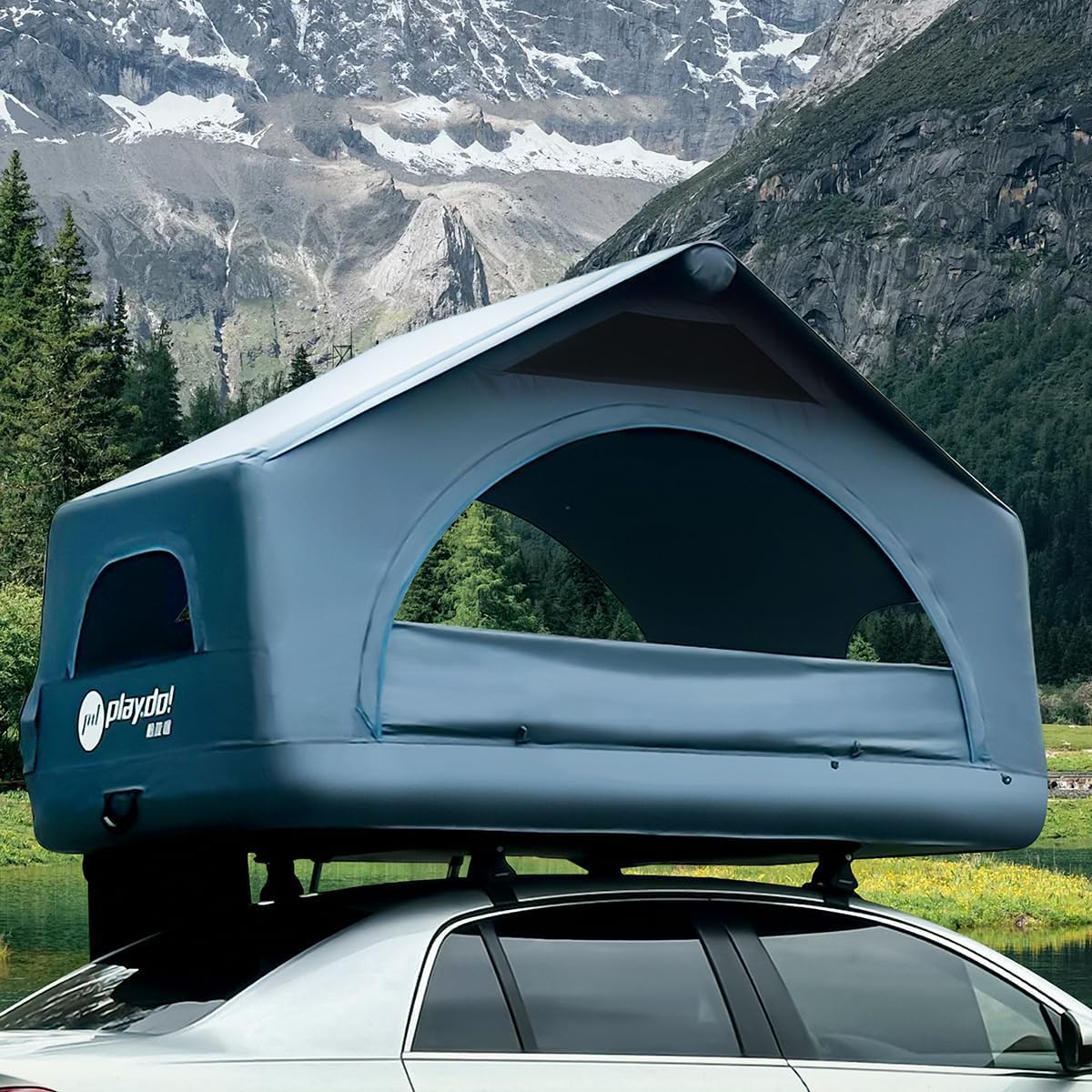 WINTENT Inflatable Rooftop Tents for Camping Easy Setup Tent for Top of Car Roof Tent Pickup Truck SUV Tents Blow Up with Strip Light, Ladder, Thick Mattress : Automotive