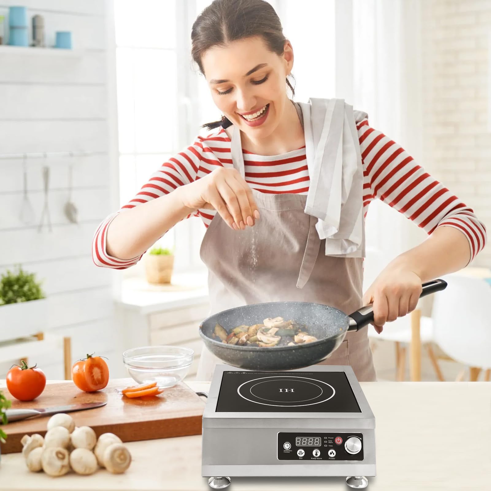 Portable Electric Cooktop,Powerful Burner 4200W - LED Display Hot Plate, Commercial Induction Stove 10 Power Levels for Home Hotel