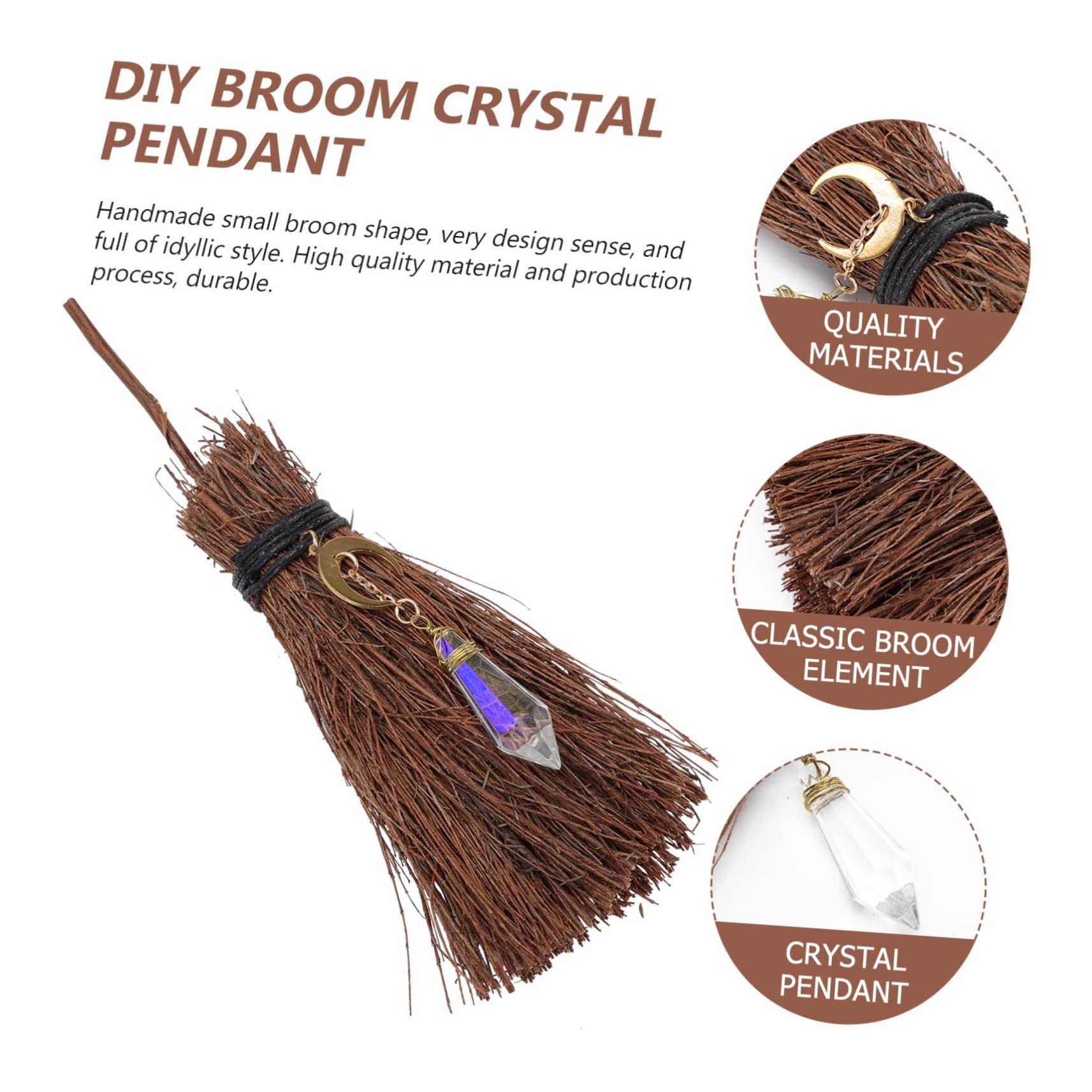 RORPOIR Broomstick Pendant Halloween Decorations for Party Broom Adornment Crystal Branch Decor