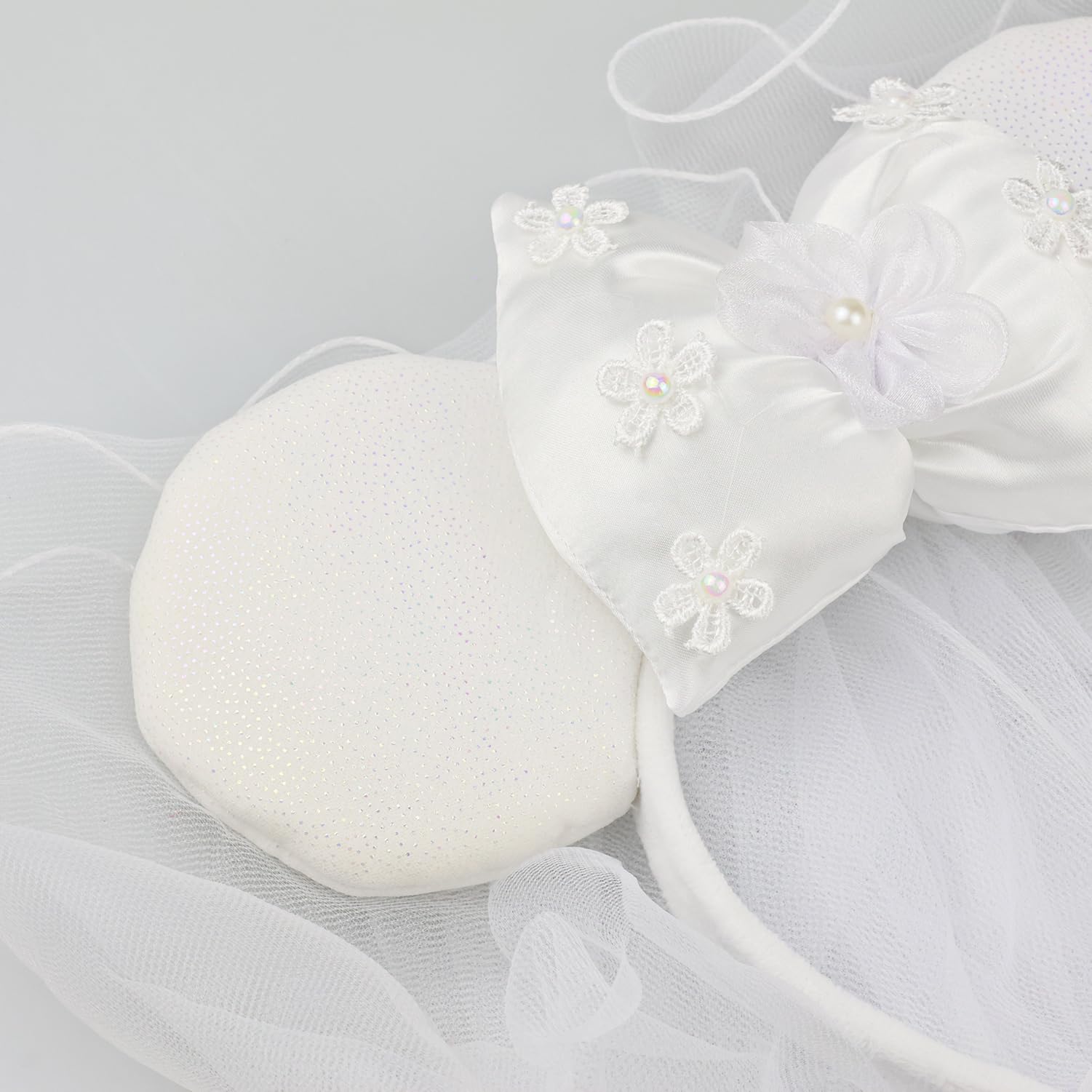 Maus-Ohr-Stirnband mit Brautschleier, Flitterwochen, Hochzeitsohren, Junggesellinnenabschied, Kopfschmuck für Frauen und Mädchen
