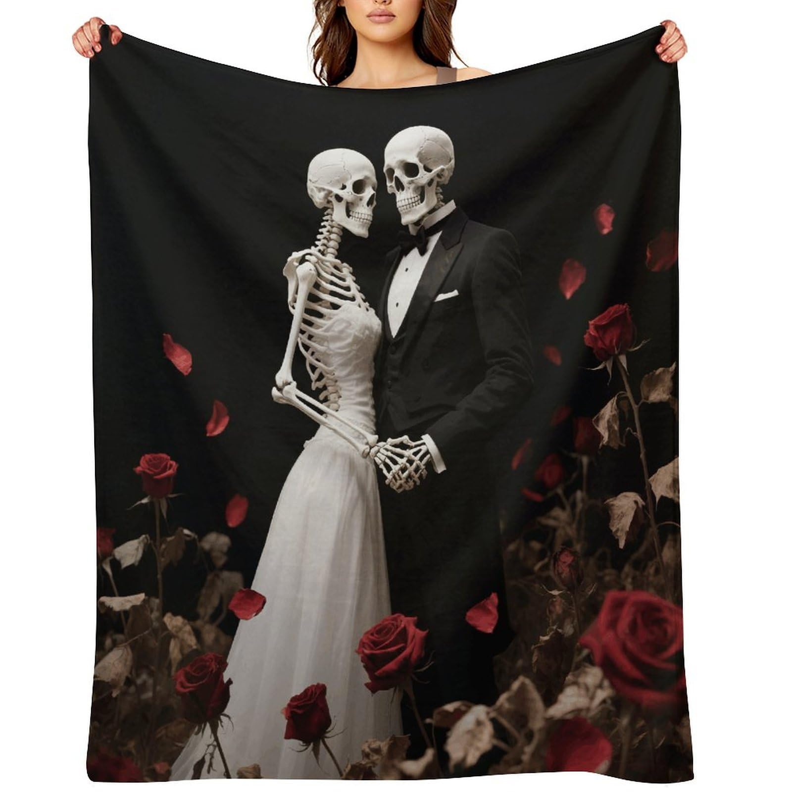 Lovers Skull Blankets Exquisite Luxury Flannel Throw Blanket Anti-Fading Thick Blanket for Sofa&Bed Blankets Ultra-Soft Bath Towels for Adult 50"x60"