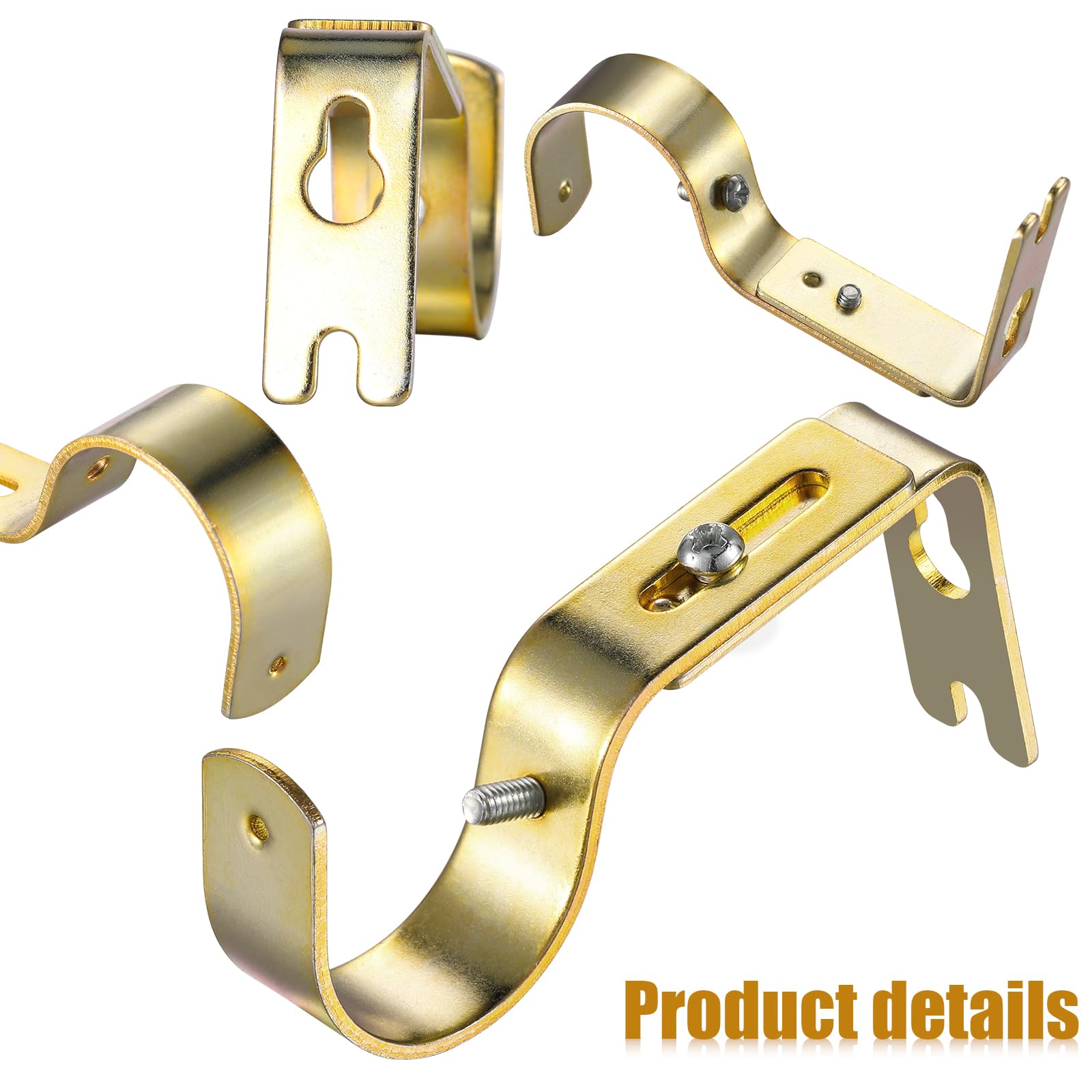 Frienda Lot de 20 supports de tringle à rideaux dorés réglables pour tringle à rideaux de 2,5 cm de diamètre - Supports muraux avec vis
