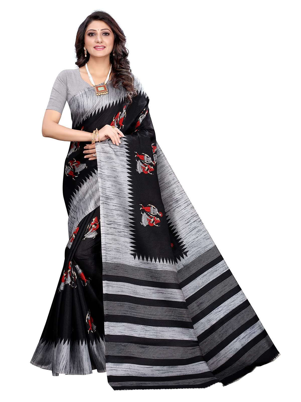 SIRIL Women's Khadi Silk Printed Saree with Blouse