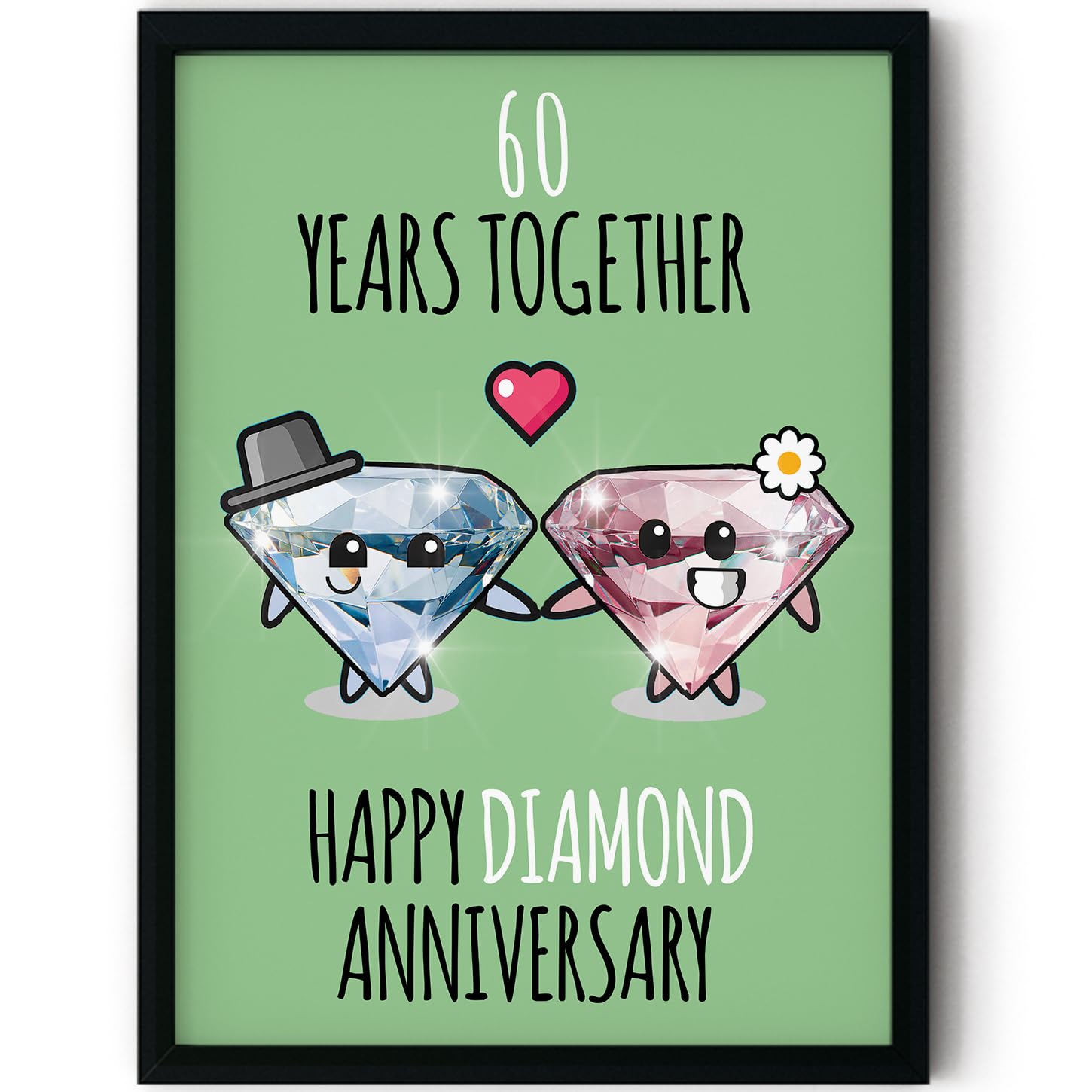 Stuff4 Women's 60 Th Anniversary Poster Framed - Years Together - Happy Th Wedding Anniversary Cute Gifts For Partner Companion Husband Wife, 8X10 Inch Anniversaries Posters